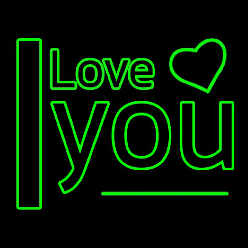 I Love You Green Neon Skilt