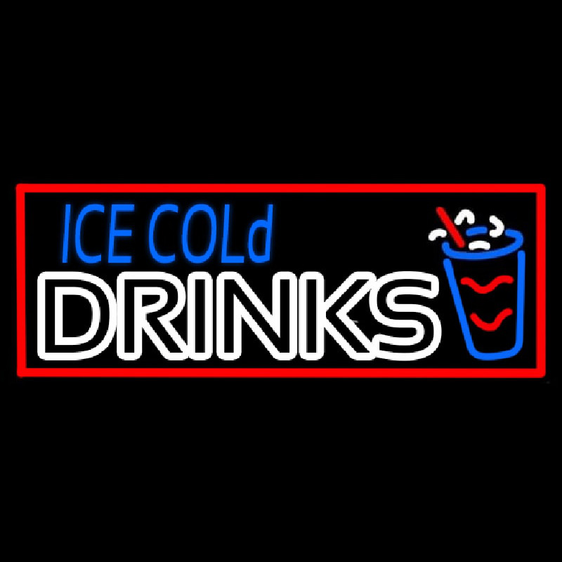 Ice Cold Drinks Neon Skilt