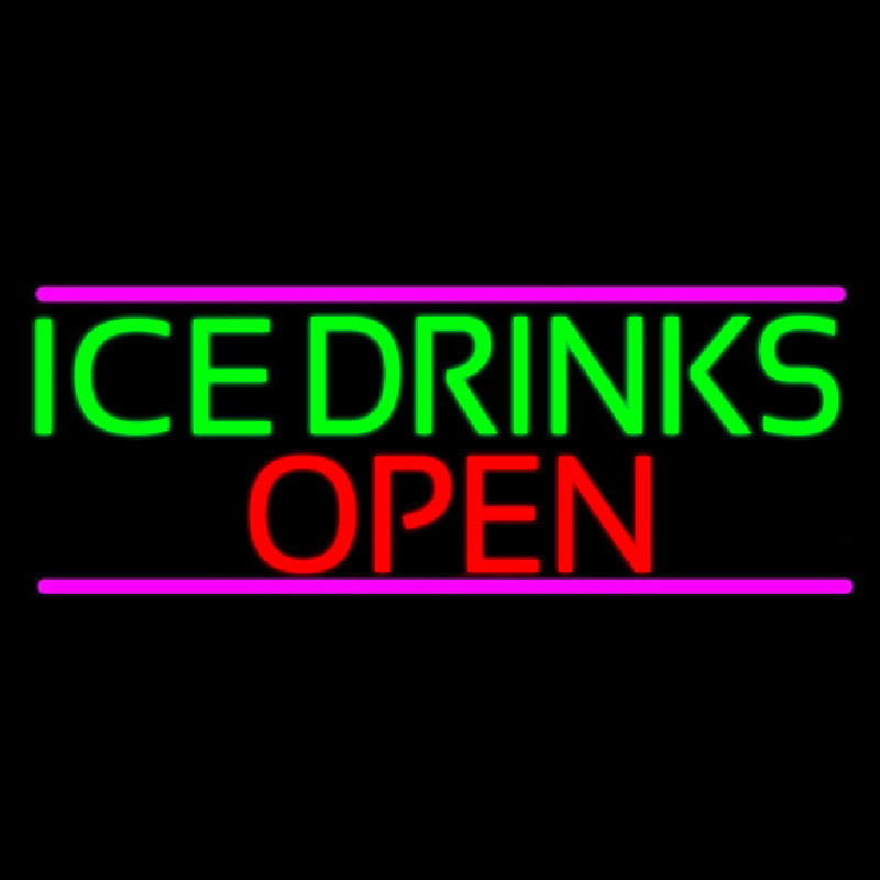 Ice Cold Drinks Open Neon Skilt