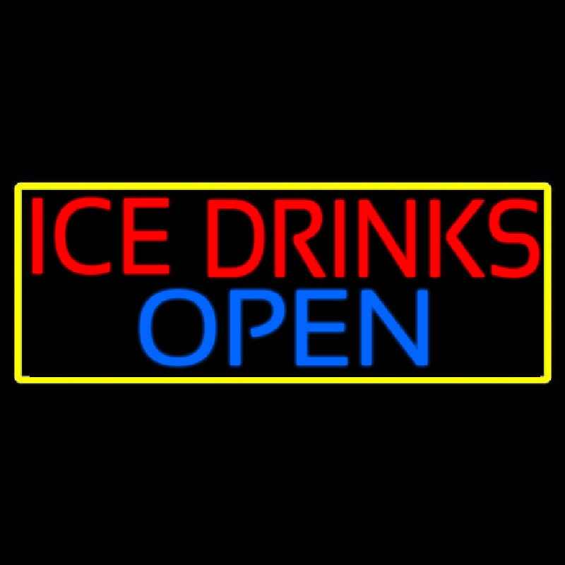 Ice Cold Drinks Red Open Neon Skilt