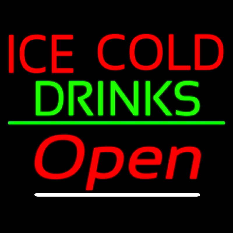 Ice Cold Drinks Red Open Neon Skilt