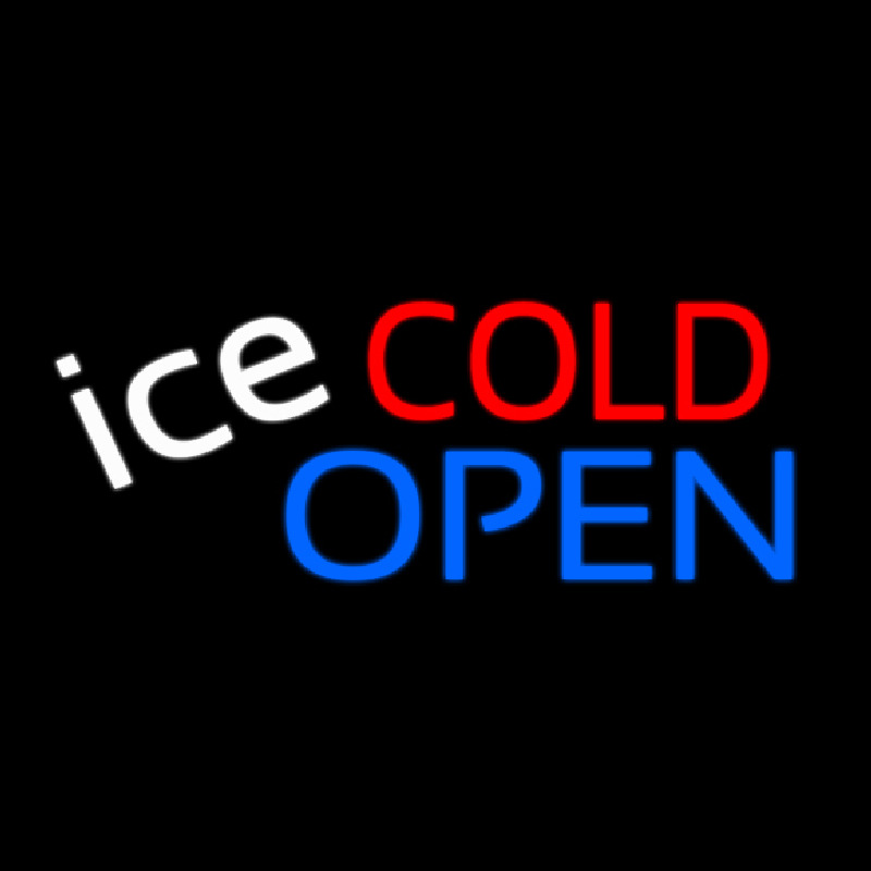 Ice Cold Drinks Red Open Neon Skilt