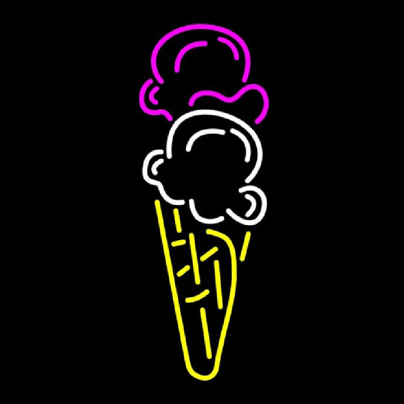 Ice Cream Cone Double Scoop Logo Neon Skilt