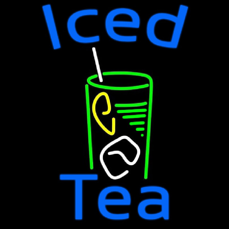 Iced Tea With Glass Neon Skilt