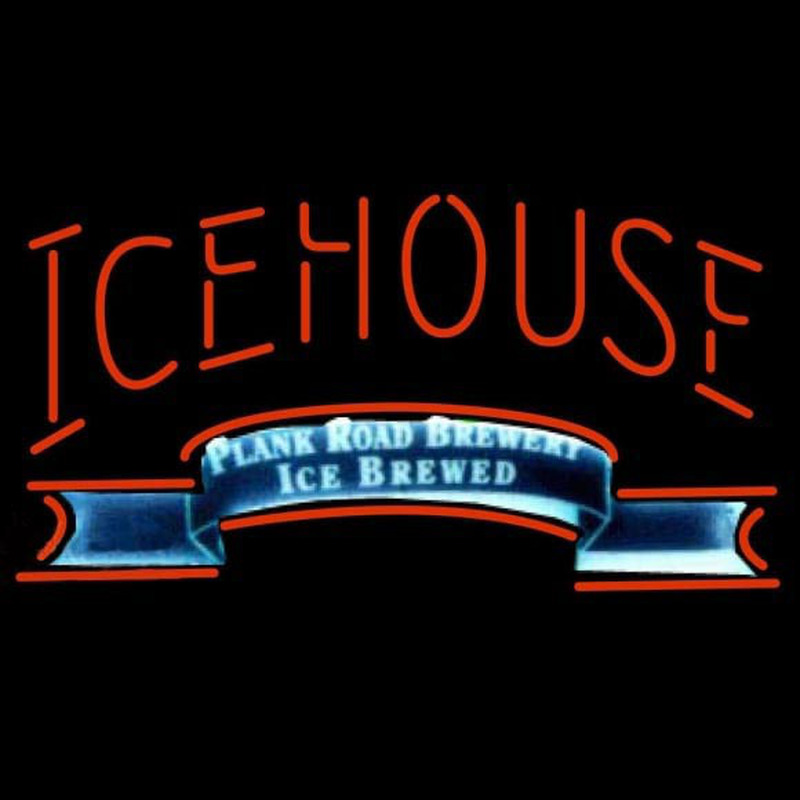 Icehouse Plank Road Brewery Red Beer Sign Neon Skilt