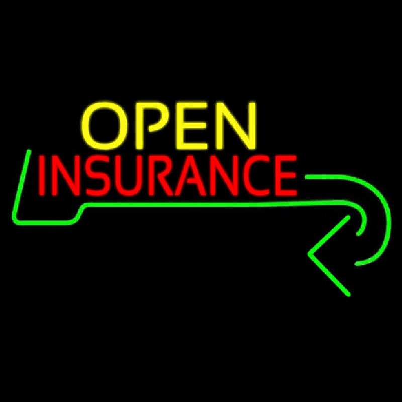 Insurance Open With Arrow Neon Skilt