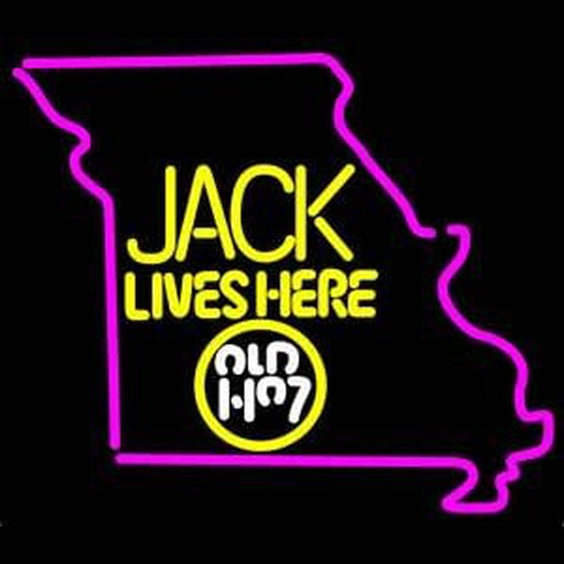 Jack Daniels Jack Lives Here Missouri Whiskey Neon Skilt