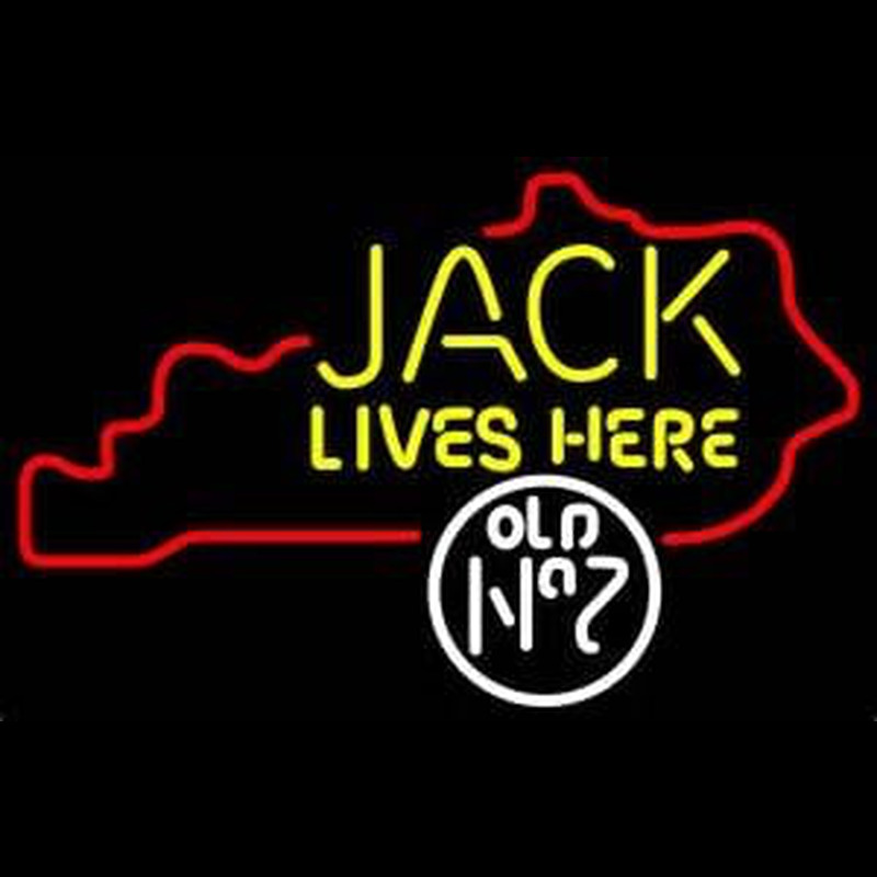 Jack Daniels Jack Lives here Kentucky Whiskey Neon Skilt