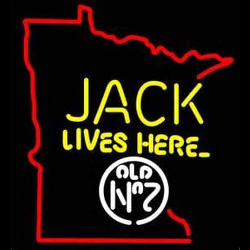 Jack Daniels Jack Lives here Minnesota Whiskey Neon Skilt