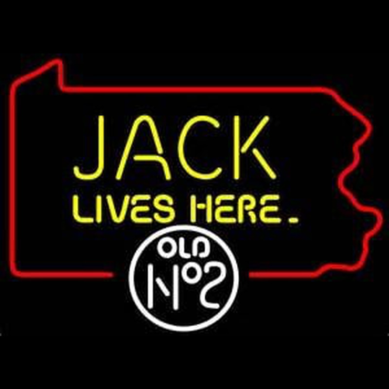 Jack Daniels Jack Lives here Pennsylvania Whiskey Neon Skilt