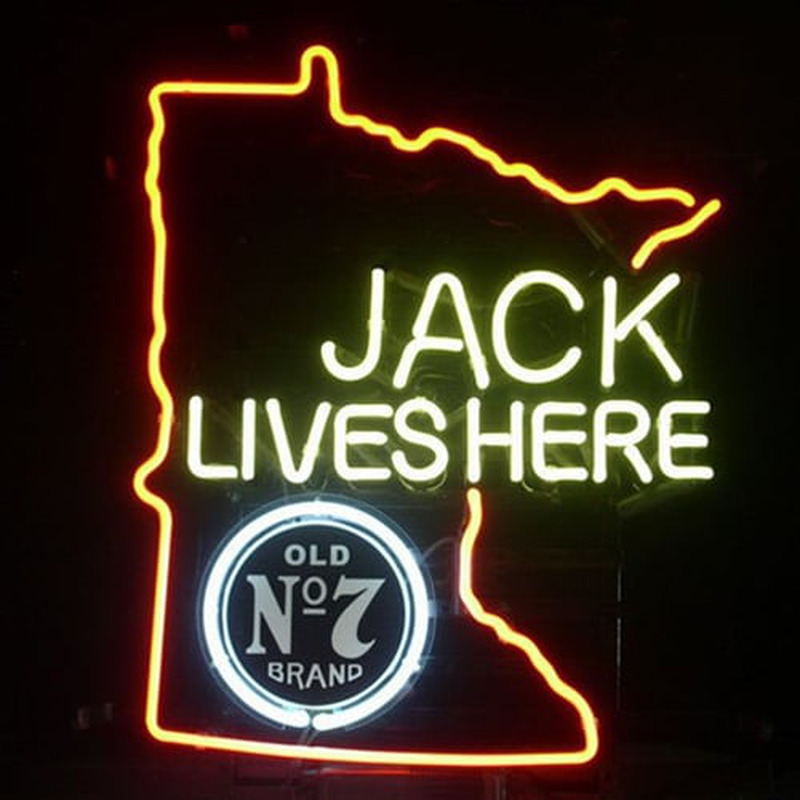 Jack Daniels Lives Here Minnasota Whiskey Neon Øl Bar Skilt