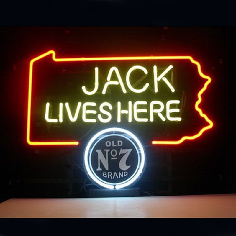 Jack Daniels Lives Here Pennsylvania Old #7 Whiskey Øl Bar Åben Neon Skilt