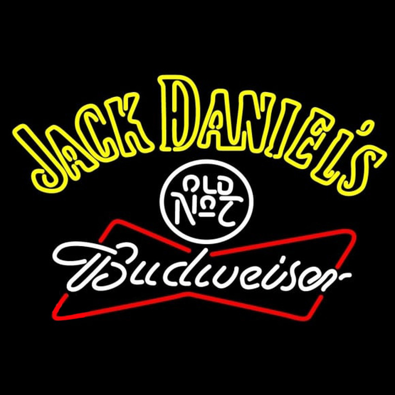 Jack Daniels with Budweiser Logo Neon Skilt