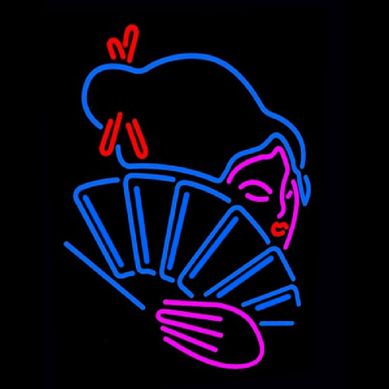 Japanese Girl With Fan Neon Skilt