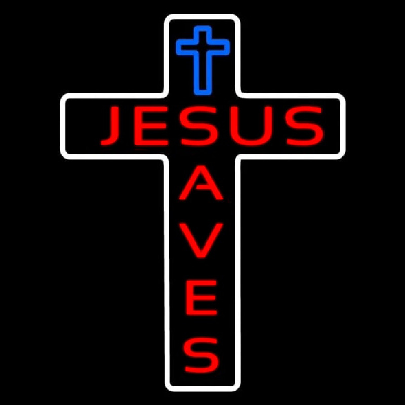 Jesus Saves With Cross Neon Skilt