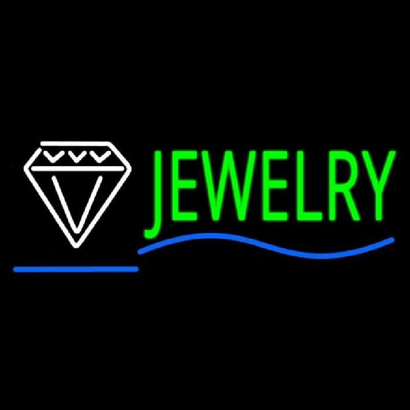 Jewelry Block Diamond Logo Blue Line Neon Skilt