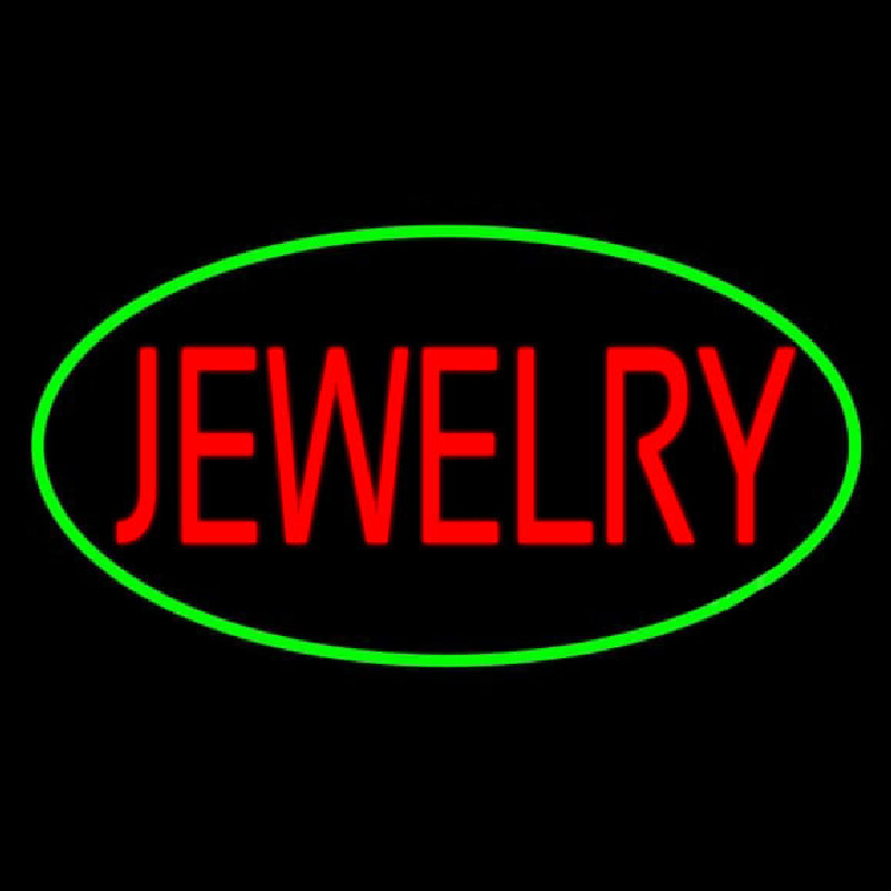 Jewelry Block Oval Green Neon Skilt