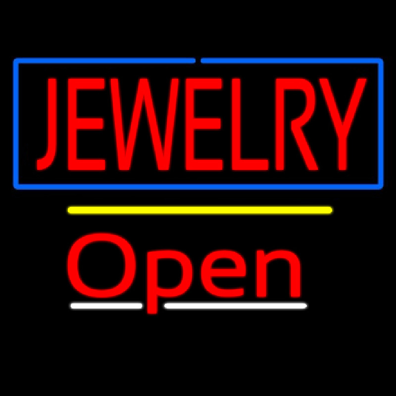 Jewelry Blue Border Open Yellow Line Neon Skilt