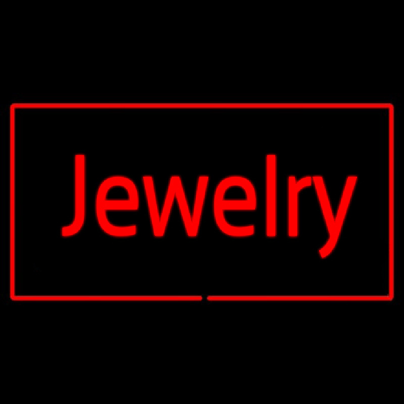 Jewelry Cursive Rectangle Red Neon Skilt