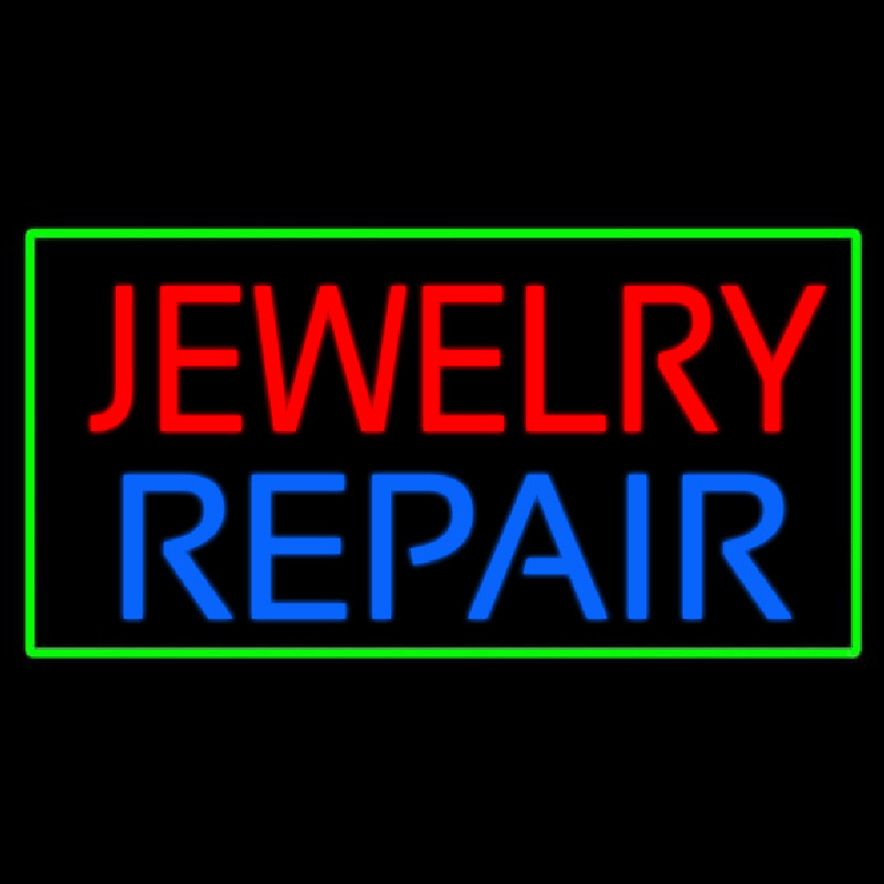 Jewelry Repair Green Rectangle Neon Skilt