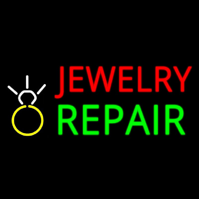 Jewelry Repair Logo Block Neon Skilt