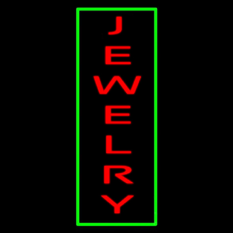 Jewelry Vertical Green Border Neon Skilt