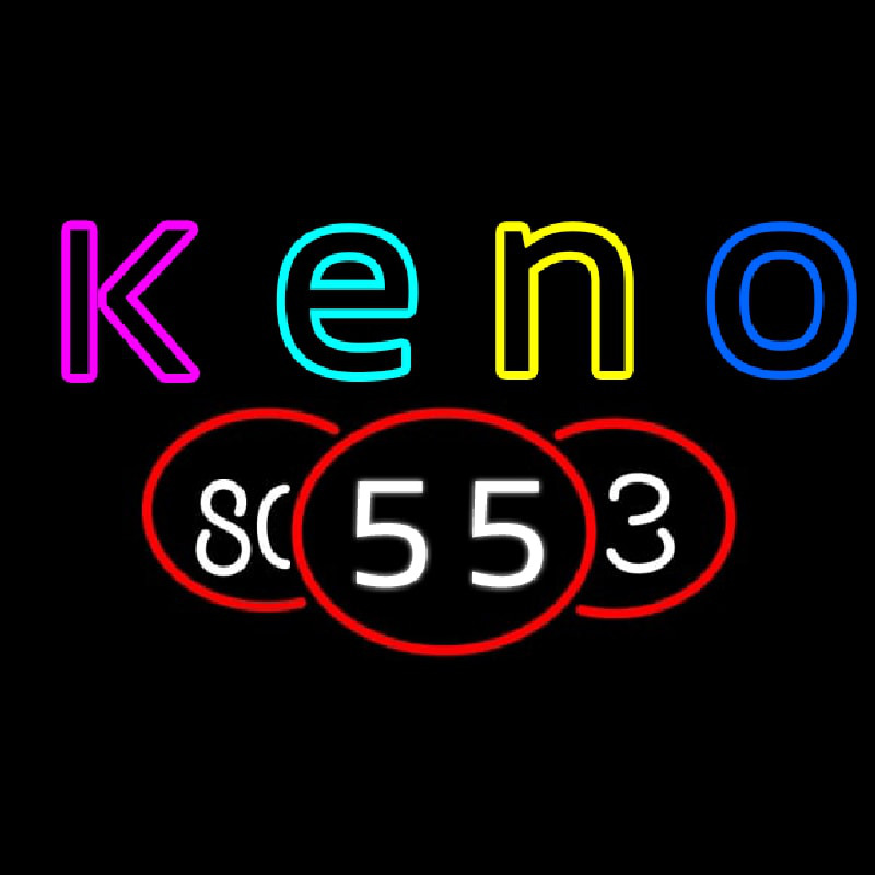 Keno With Multi Color Ball 1 Neon Skilt