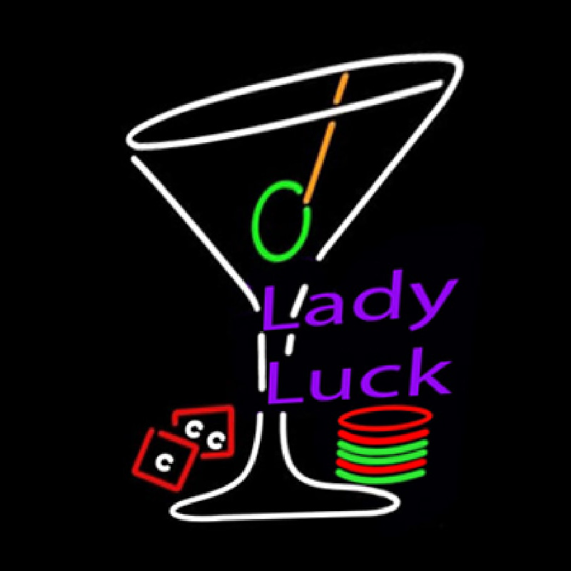 Lady Luck Martini Neon Skilt