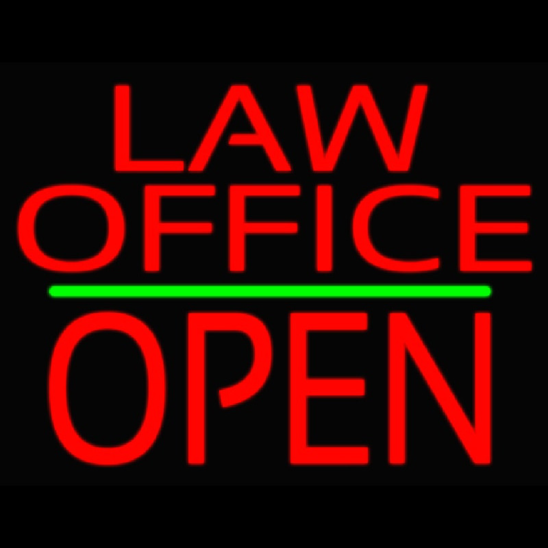Law Office Block Open Green Line Neon Skilt