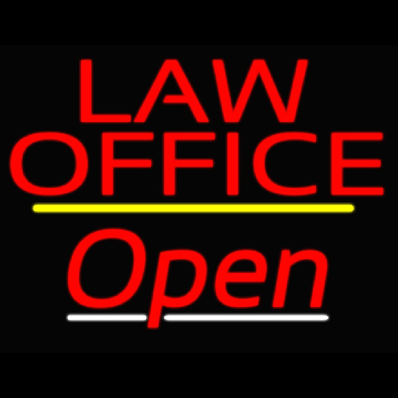 Law Office Open Yellow Line Neon Skilt