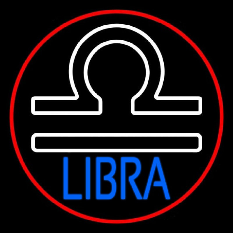 Libra Zodiac Border Red Neon Skilt
