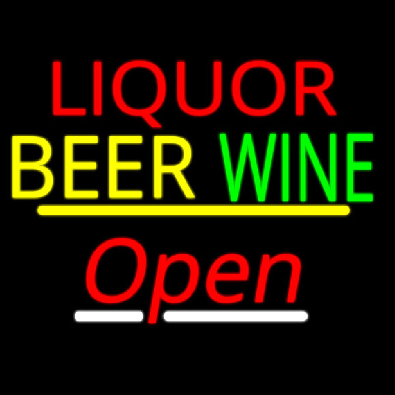Liquor Beer Wine Open Yellow Line Neon Skilt