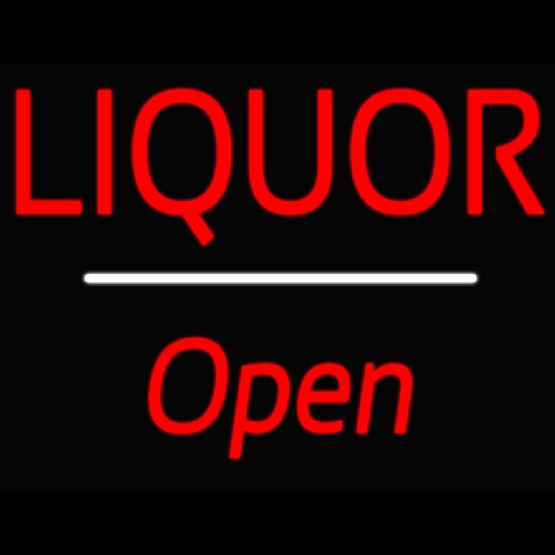 Liquor Open White Line Neon Skilt