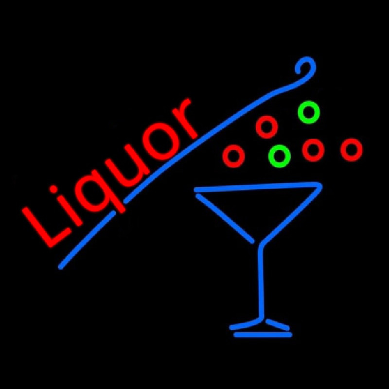 Liquor With Martini Glass Neon Skilt