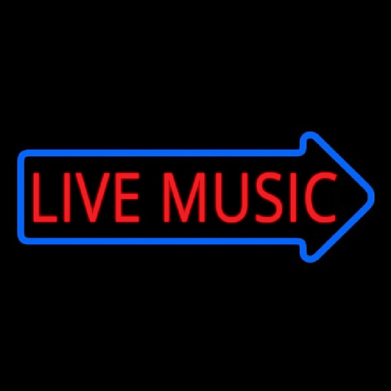 Live Music Block Arrow 2 Neon Skilt