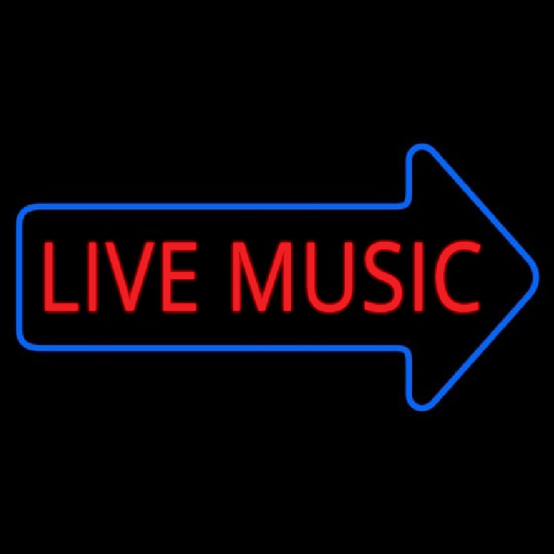 Live Music Block Arrow Neon Skilt