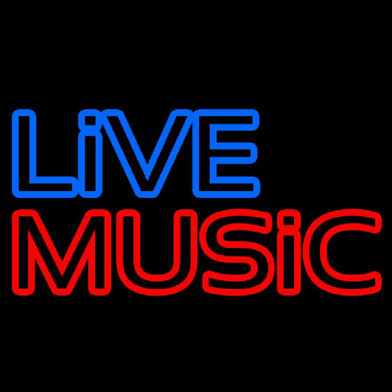 Live Music Block Mic Logo Neon Skilt