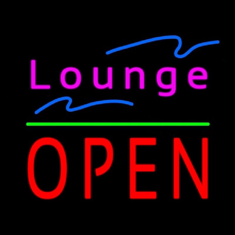 Lounge Block Open Green Line Neon Skilt