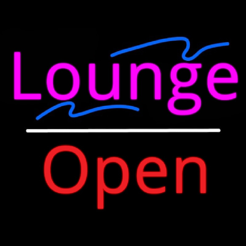 Lounge Open White Line Neon Skilt