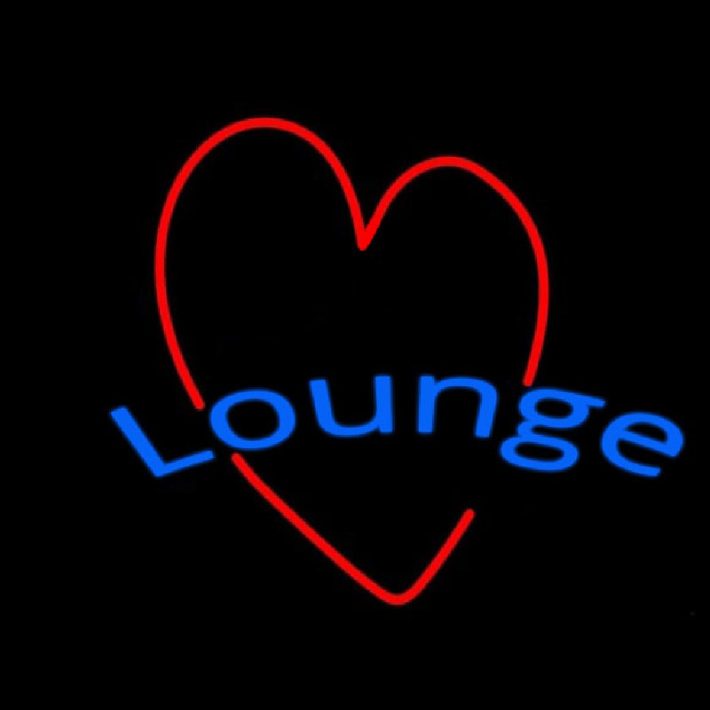 Lounge With Heart Neon Skilt