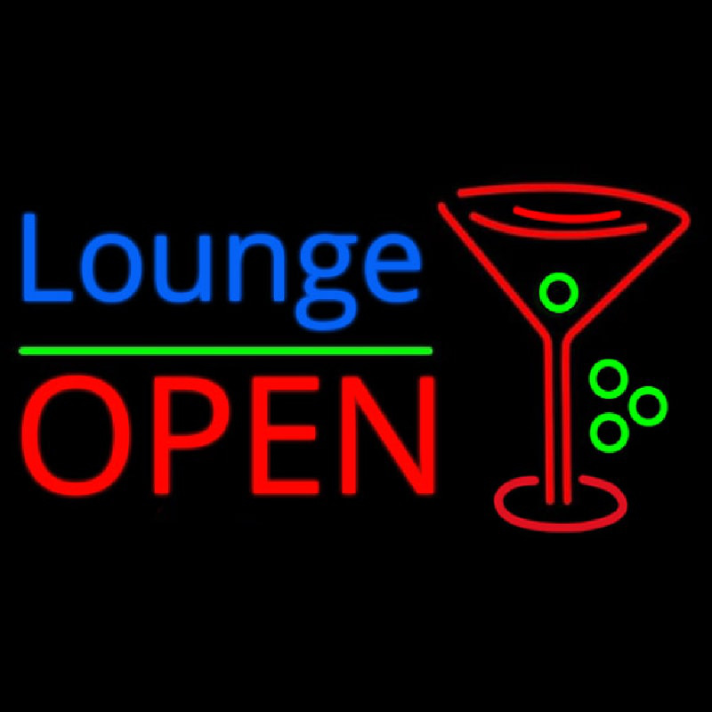 Lounge With Martini Glass Open 1 Neon Skilt
