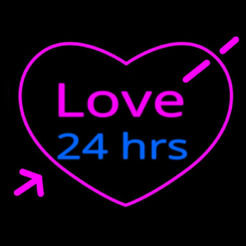Love 24 Hrs Neon Skilt