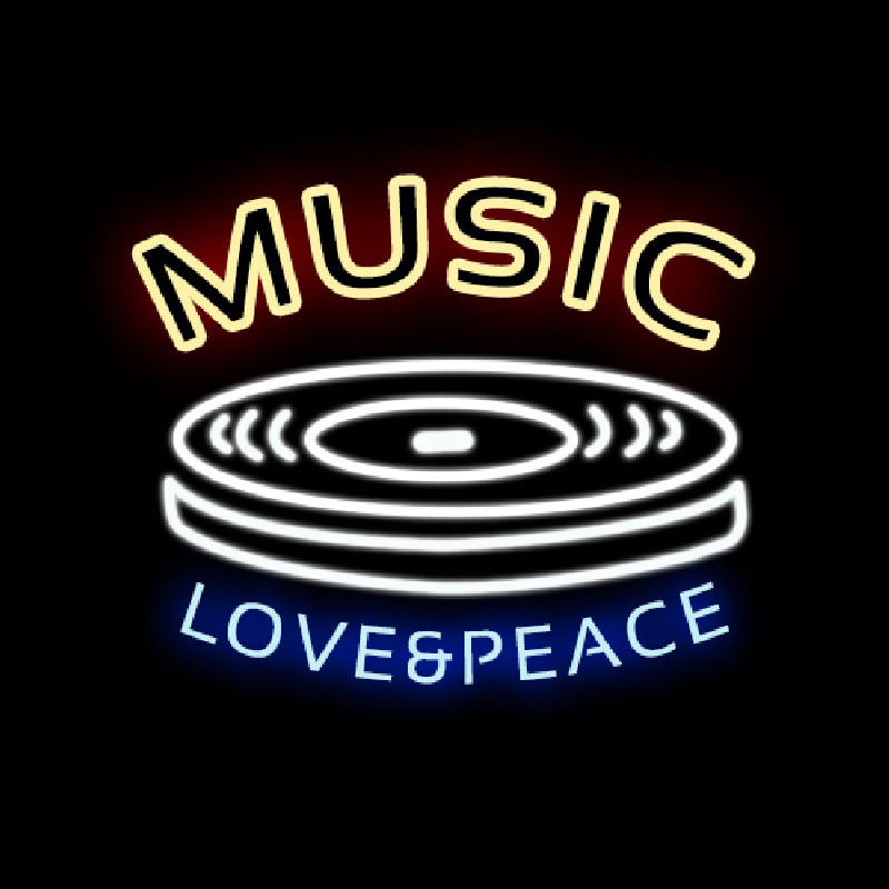 MUSIC LOVE PEACE Neon Skilt