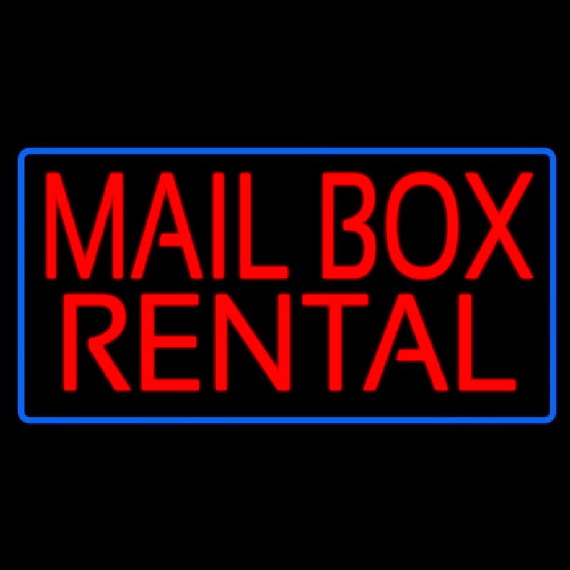 Mail Bo  Rental Blue Border Neon Skilt