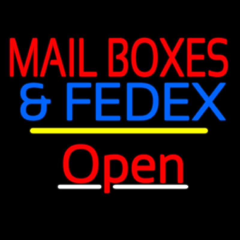 Mail Bo es And Fede  Open Yellow Line Neon Skilt