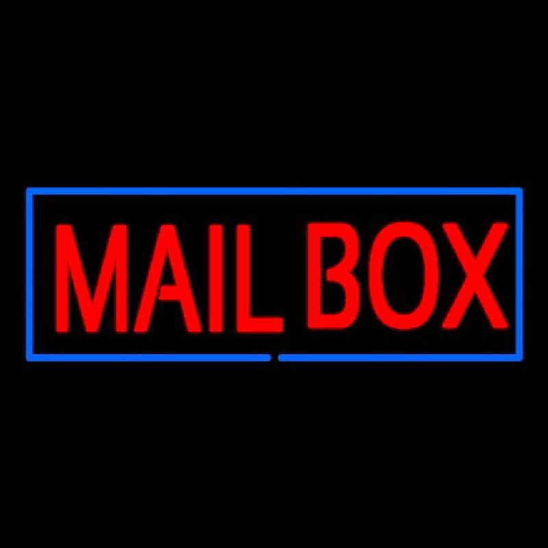 Mailbo  Block Blue Border Neon Skilt
