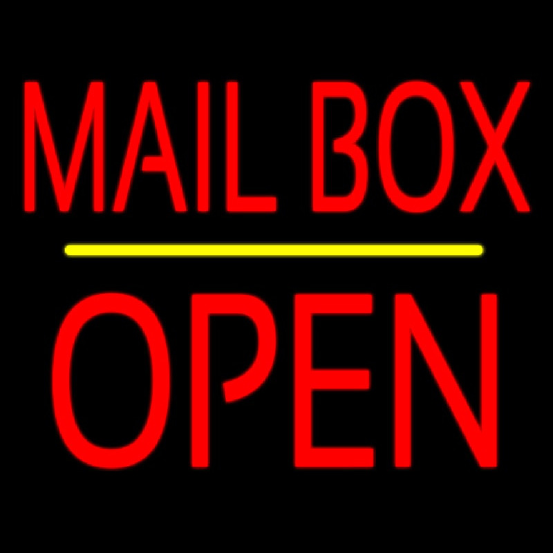 Mailbo  Open Block Yellow Line Neon Skilt