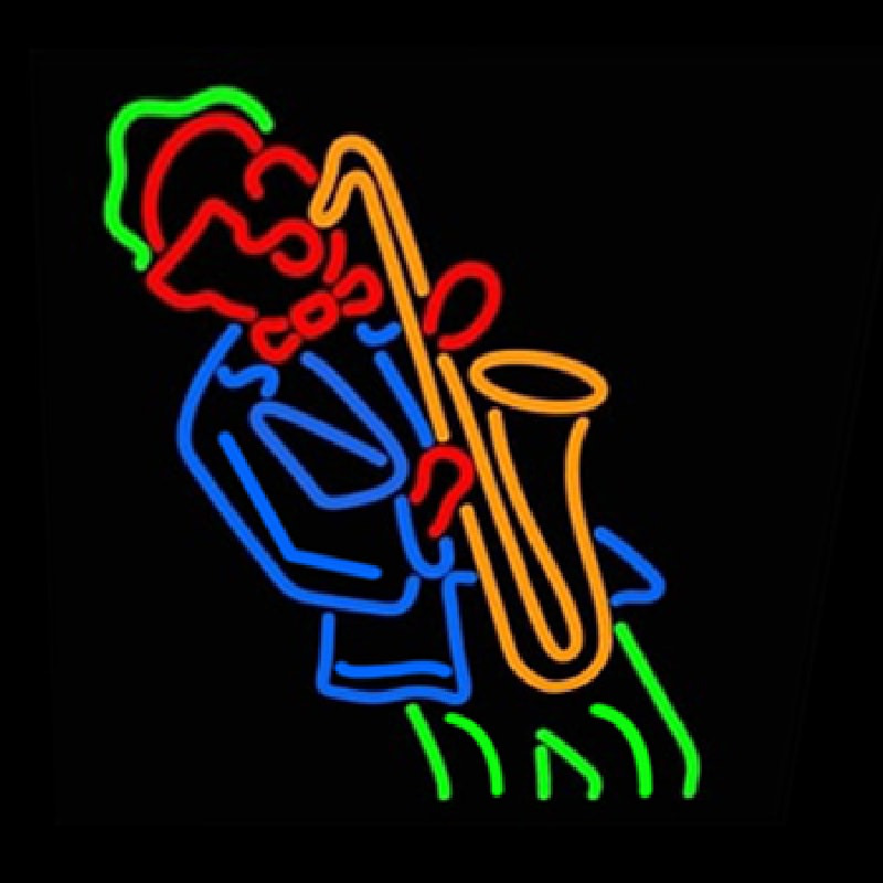 Man Playing Saxophone Neon Skilt
