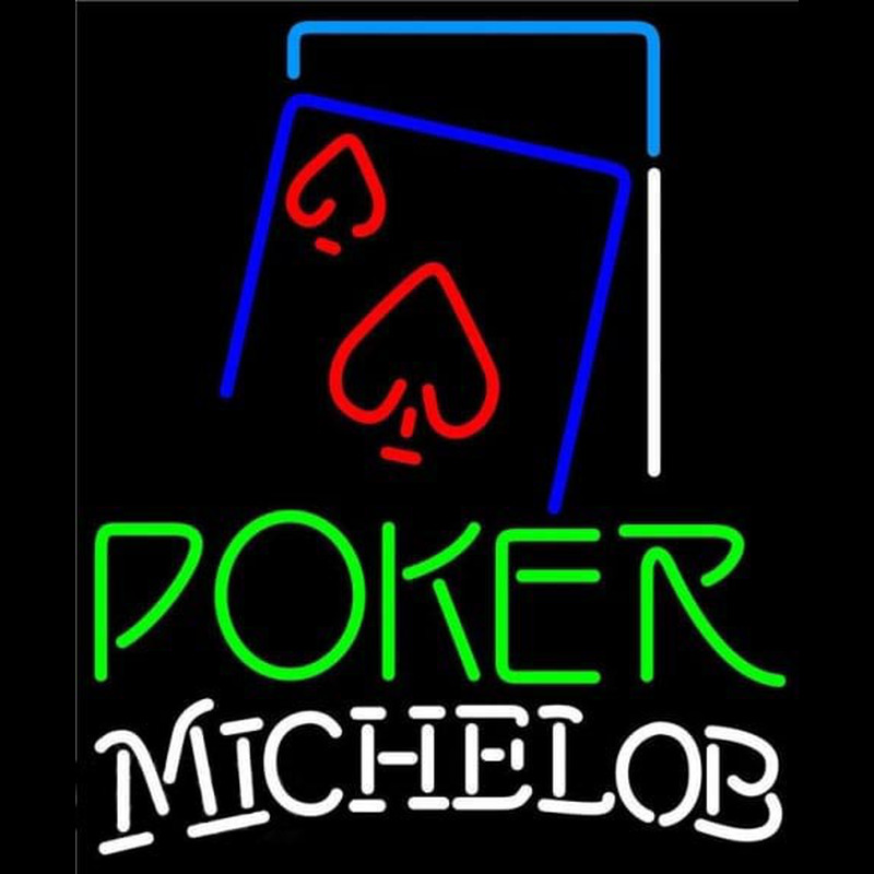 Michelob Green Poker Red Heart Beer Sign Neon Skilt