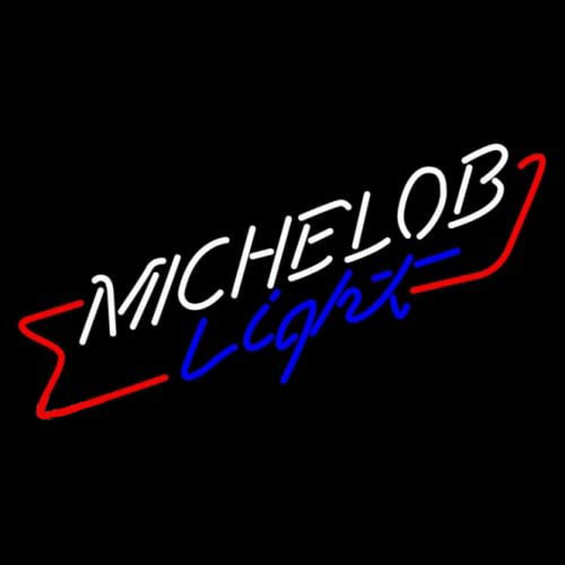 Michelob Light Cross Red Ribbon Neon Skilt